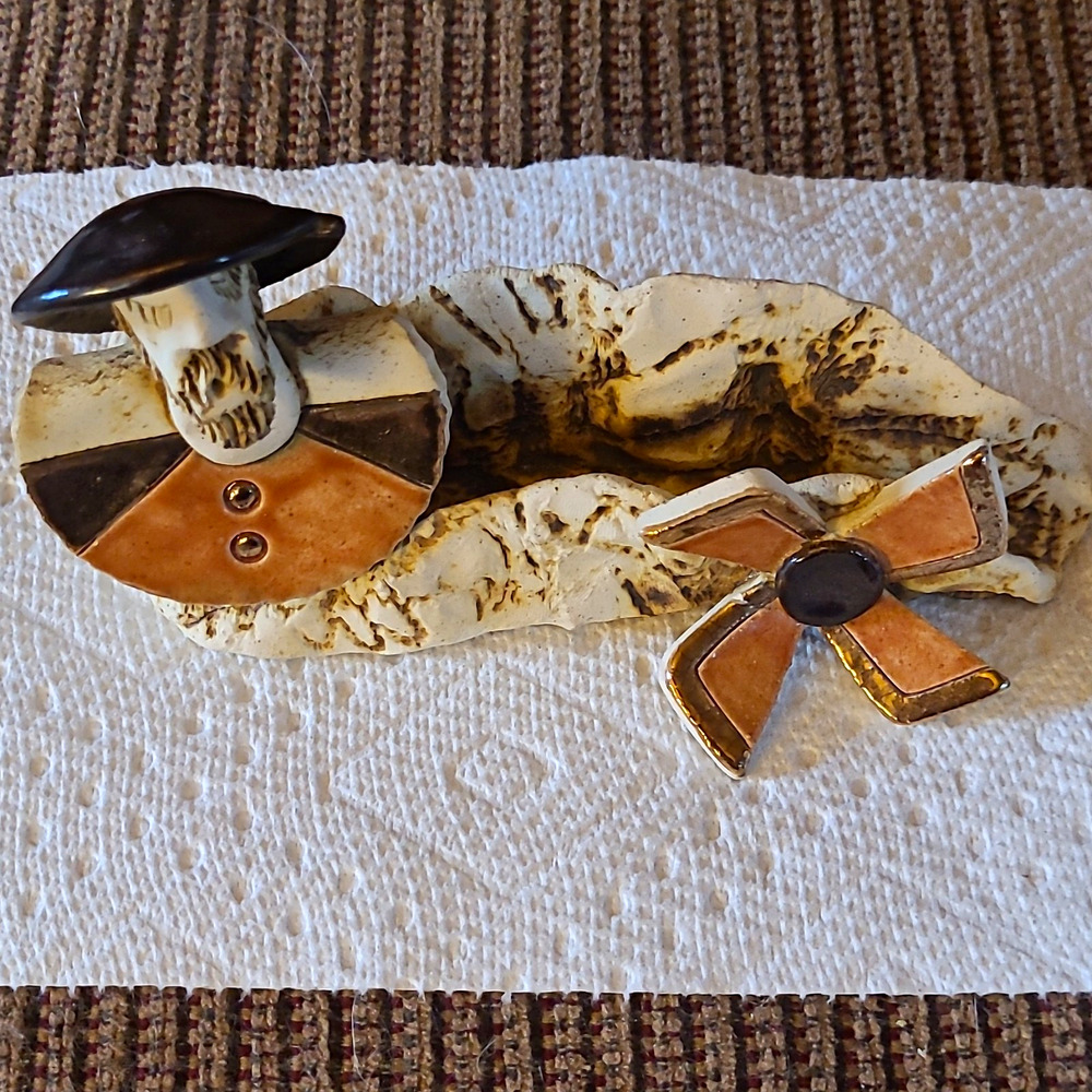Vintage Don Quixote Ceramic Windmill Ashtray Mid Century Pottery 6 inch X 4 inch